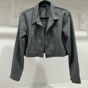 IJOAH Black and White Checkered Cropped Blazer